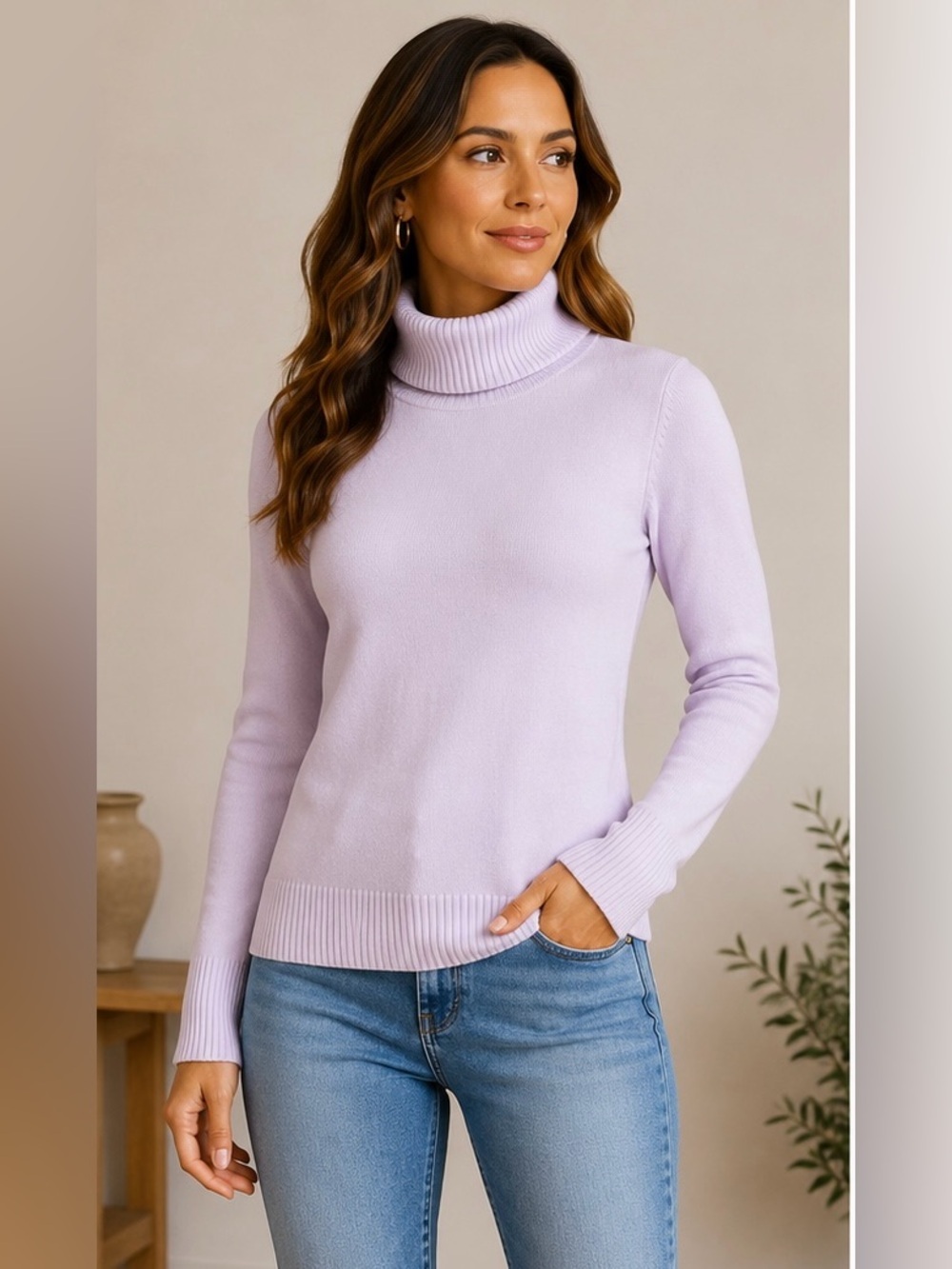 French Connection Lilac Turtleneck Sweater Women's Medium Soft Knit